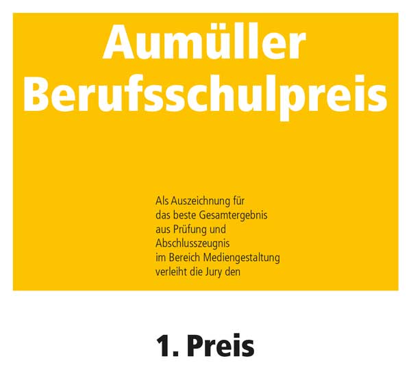 Urkunde AumuellerBerufsschulpreis Jahresbester Mediengestaltung