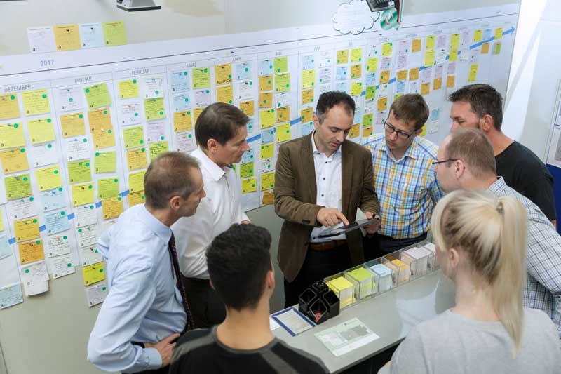 Wöchentliches Meeting im Strategieraum